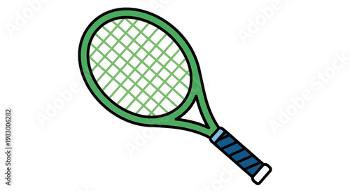 Colorful tennis racket illustration in simple vector style