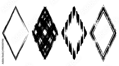 Grungy diamond shapes with abstract black designs