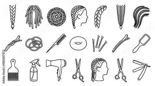 Various hair styling tools and techniques illustration design