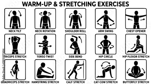 Warm-up and stretching exercises for flexibility and mobility