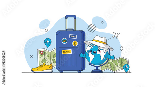 Financial planning and money management scenes show people budgeting, saving coins, and tracking market trends.