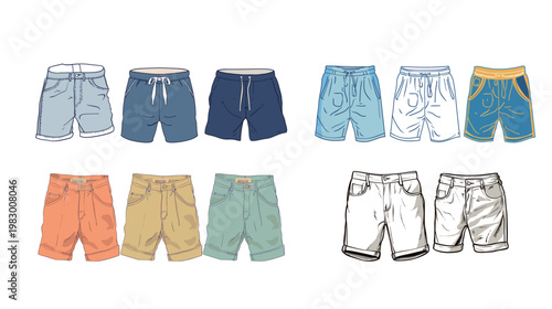 Shorts vector illustration line art minimalist clothing outline simple apparel design clean fashion icon casual wear modern flat style