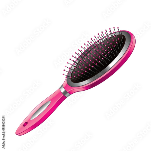 Foto Ergonomic Oval Cushion Hair Comb - Pink Fuchsia Anti-Tangle