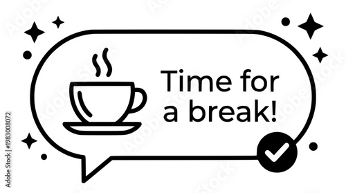 Vector graphic illustration of a coffee break message bubble