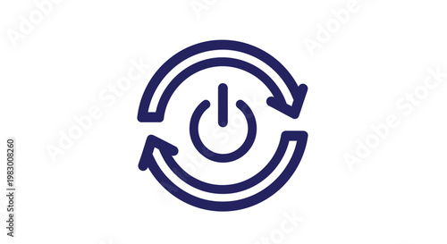 System Refresh Power Button Icon with Cycle Arrows