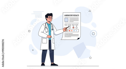 Doctor Explaining Laboratory Results with Medical Chart and Stethoscope