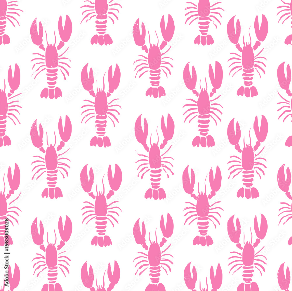 Fototapeta premium Seamless lobster pattern marine seafood background