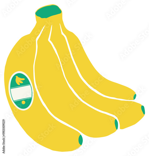 Fresh banana bunch simple fruit illustration