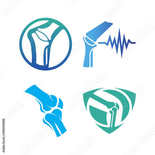 Human Knee Joint Anatomy and Orthopedic Care Icon Set
