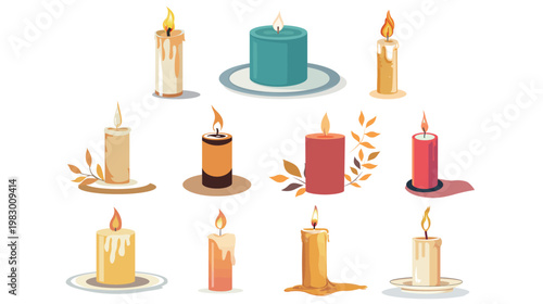 Single candle vector illustration minimalist wax candle flame icon simple lighting object spiritual calm meditation concept modern design