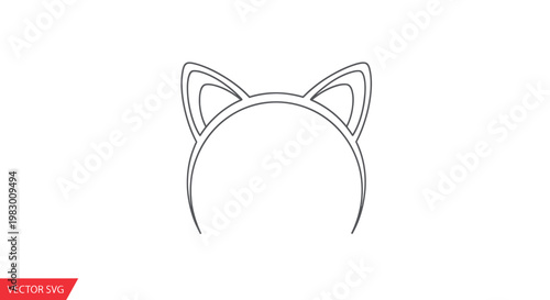 Minimalist Cat Ears Headband Outline Vector Icon