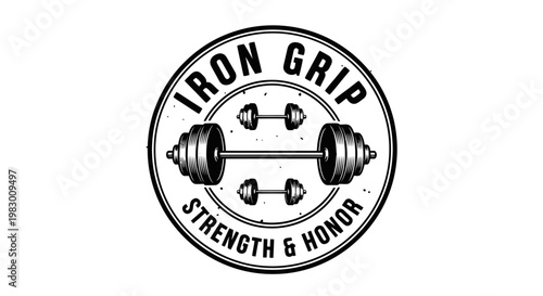 Iron Grip Strength Honor Barbell Fitness Logo