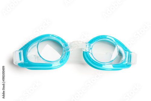 New swimming goggles on whi...