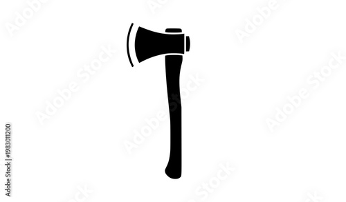 Black axe silhouette vector with long handle minimal tool icon for woodworking logging and construction