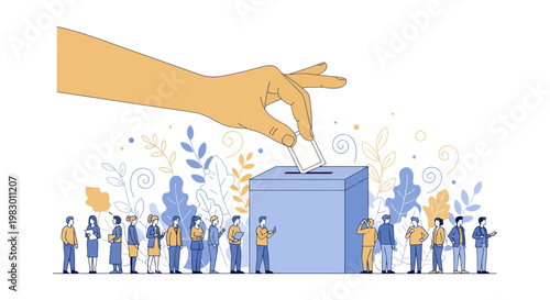 Hand putting paper in ballot box.