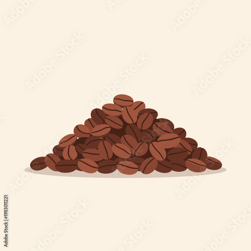 A pile of roasted coffee beans, depicted in a flat illustration style with warm brown tones.
