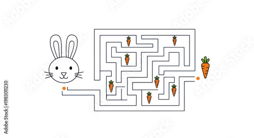 Rabbit navigating through a maze.