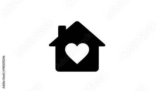 House heart silhouette icon vector home love symbol for charity real estate favorite and app UI design