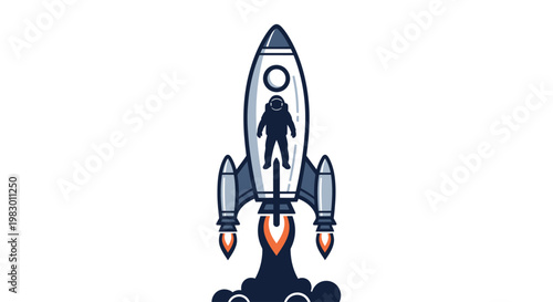 Rocket Ship Launching into Space.