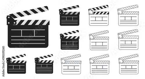 Black and white movie clapper boards.
