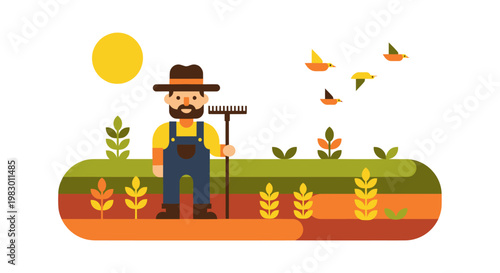 Man wearing overalls and a hat.