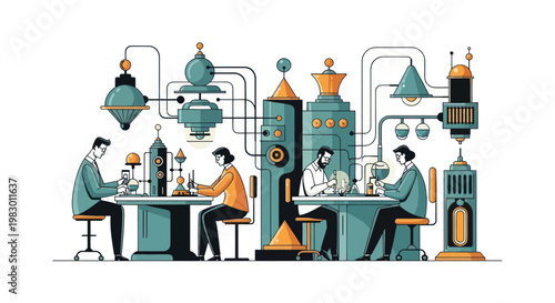 People working in laboratory setting.