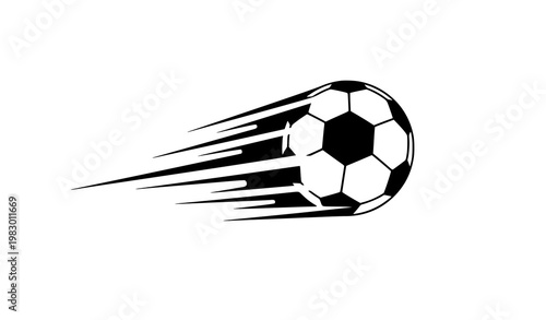 Konstfotografi Fast moving soccer ball silhouette with speed lines football vector illustration
