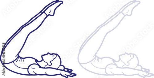 Pilates V-Up Exercise Silhouette Line Art Illustration