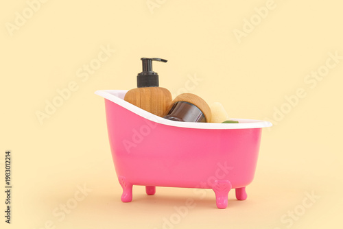 Small bathtub with cosmetic...