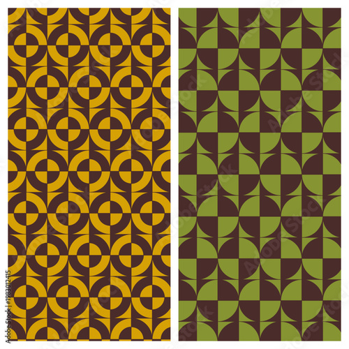 Retro Geometric Seamless Pattern Background Set