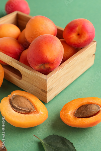 Wooden box with sweet apric...