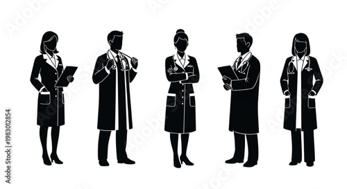 Diverse team of medical professionals standing together, showcasing expertise and collaboration in healthcare