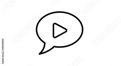Play button in speech bubble icon.