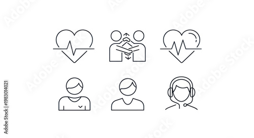 Customer service support team icons.