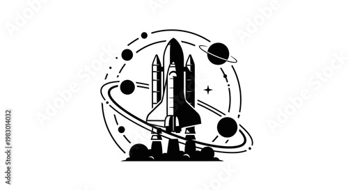 Black silhouette of a space rocket.