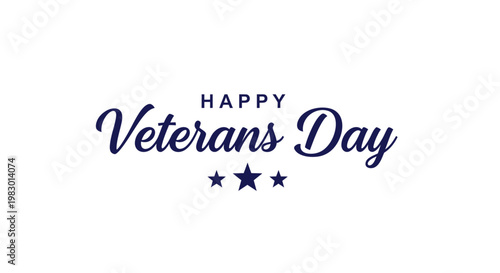Happy Veterans Day modern script design with stars.