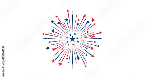 Red, white and blue starburst and fireworks pattern