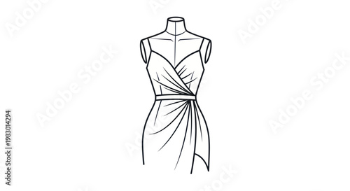 Fashion dress sketch on a mannequin