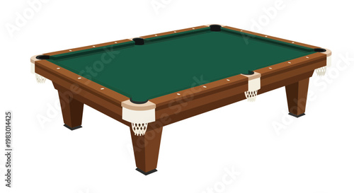 Classic Pool Table with Green Felt and Pockets - Indoor Game Furniture
