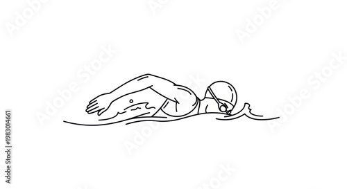 Swimmer performing freestyle stroke in pool, dynamic water sport illustration