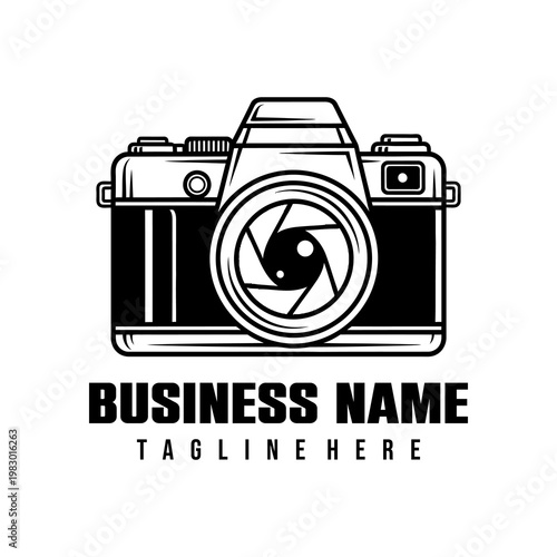 Camera logo with customizable business name.