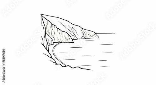 Cliffside road curves along the sea, with choppy water