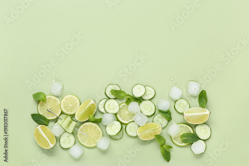 Fresh lime with cucumber, m...
