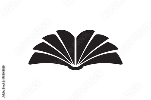Fan Pages Book Silhouette Icon, Spread Reading Symbol Vector