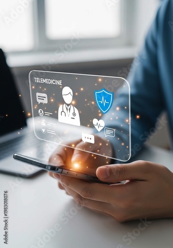 Telemedicine and Online Healthcare Concept via Smartphone App