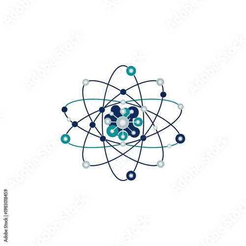 Atom model with electrons and nucleus.
