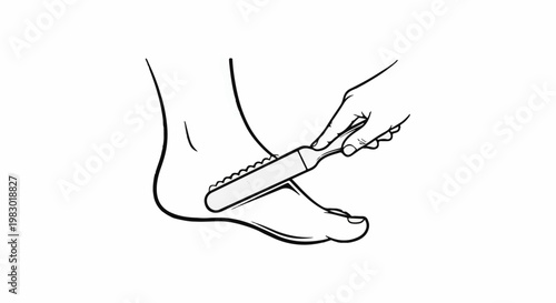 Hand using a pumice stone to exfoliate rough skin on a heel