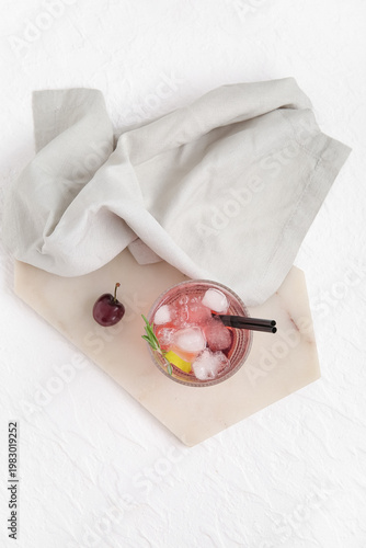 Board with glass of tasty c...