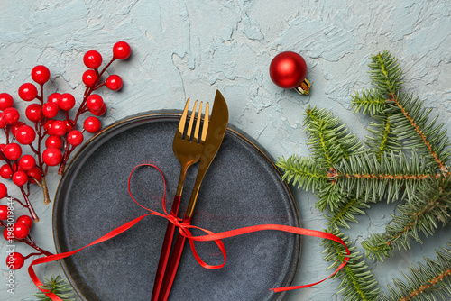 Festive table setting with ...