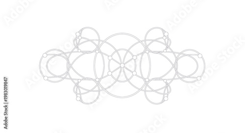 Abstract geometric network of interconnected circles and dots